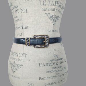 Vintage Millennium Black Belt Small Metal Silver Gold